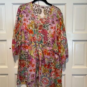 Johnny Was silk tie waist tunic worn once